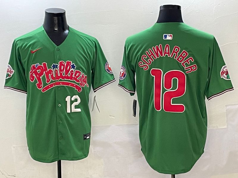 Men Philadelphia Phillies #12 Schwarber Green Fourth generation Joint Name Nike 2025 MLB Jersey style 2->philadelphia phillies->MLB Jersey